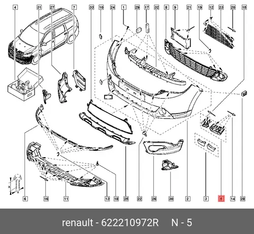  Крепление бампера 622210972R RENAULT