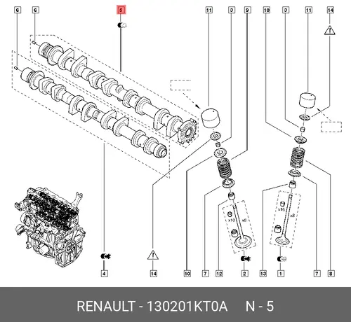 Распредвал RENAULT 130201KT0A