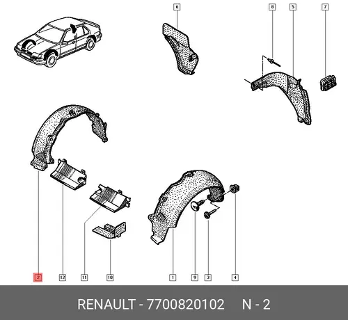 Подкрылок RENAULT 7700820102