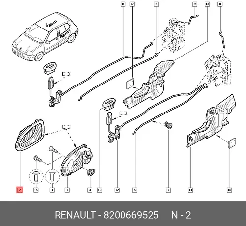 Ручка двери RENAULT 8200669525