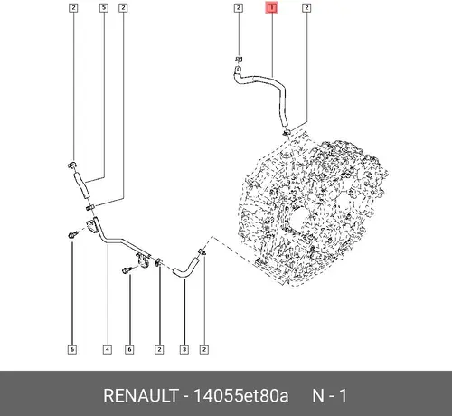 ПАТРУБОК РАДИАТОРА АКП (РЕЗ,ФИТ) 14055ET80A RENAULT