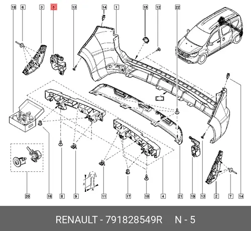  ФИКСАТОР БАМПЕРА ЗАДН ПРАВ (ПЛАС) 791828549R RENAULT