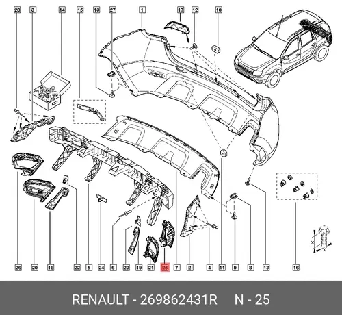 ДЕРЖАТЕЛЬ ПТФ ЛЕВ. 269862431R RENAULT