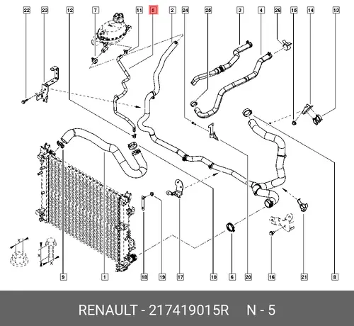 патрубок радиатора охлаждения!\ Renault 217419015R