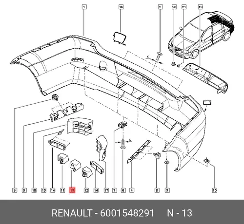 Абсорбер-усилитель бампера RENAULT 6001548291