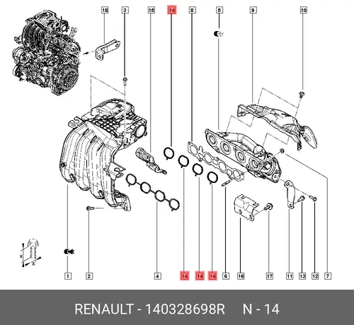Прокладка коллектора RENAULT 140328698R