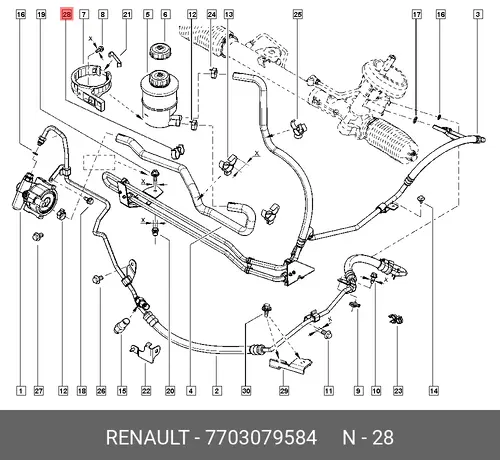  ДЕРЖАТЕЛЬ ШЛАНГОВ (ПЛАС) 7703079584 RENAULT