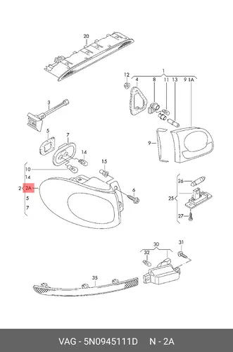 Фонарь задний VAG 5N0945111D