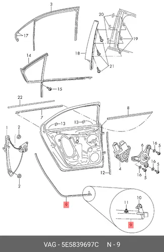Уплотнитель двери VAG 5E5839697C