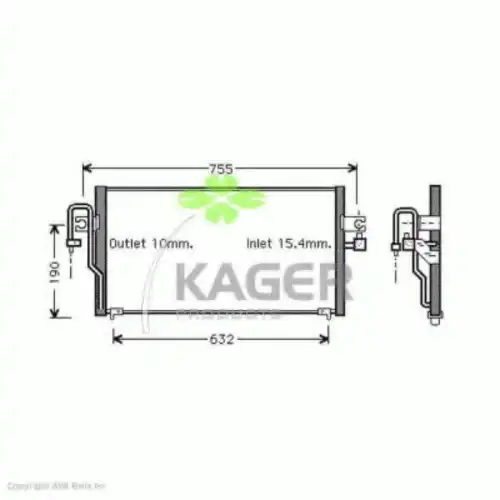Радиатор кондиционера (конденсатор) KAGER 94-5084