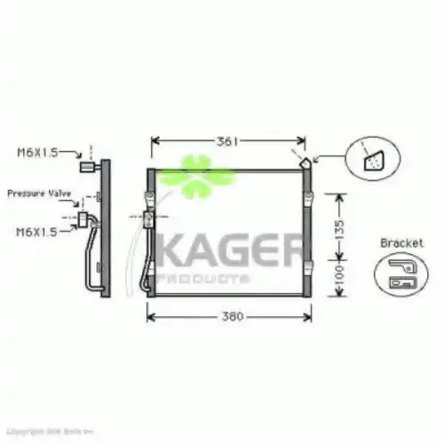 Радиатор кондиционера (конденсатор) KAGER 94-5164