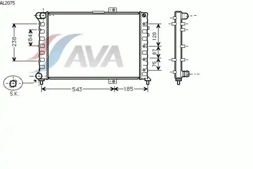 Радиатор системы охлаждения двигателя AVA AL2075