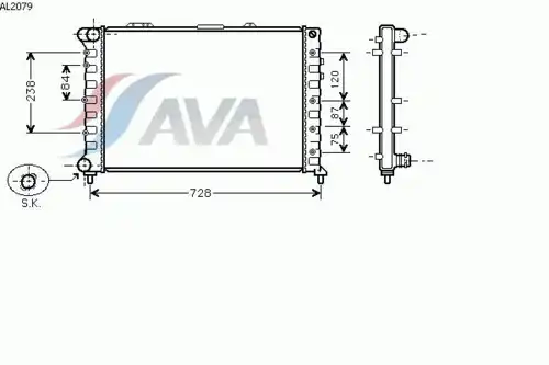 Радиатор системы охлаждения двигателя AVA AL2079