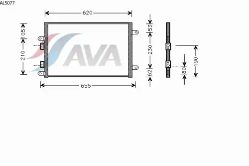 Радиатор кондиционера (конденсатор) AVA AL5077