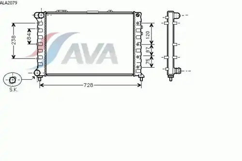 Радиатор системы охлаждения двигателя AVA ALA2079