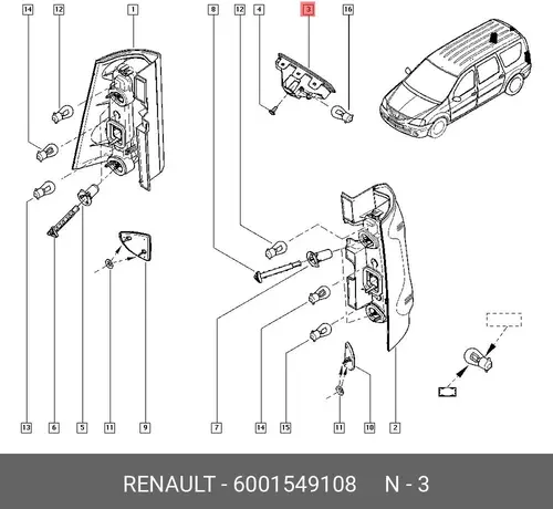 Фонарь задний RENAULT 6001549108