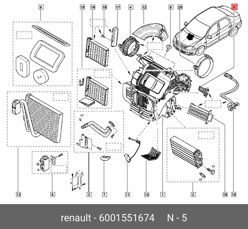 резистор мотора отопителя!\ Renault Logan 04> 6001551674