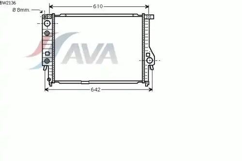 Радиатор системы охлаждения двигателя AVA BW2136