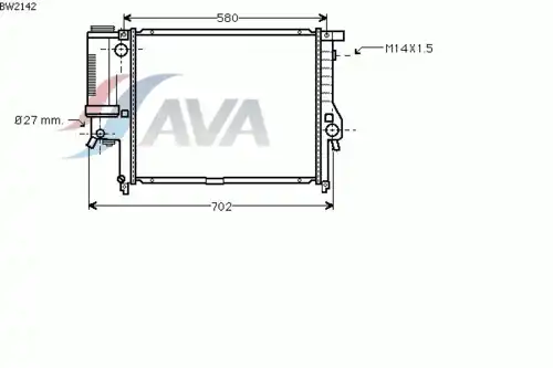 Радиатор системы охлаждения двигателя AVA BW2142
