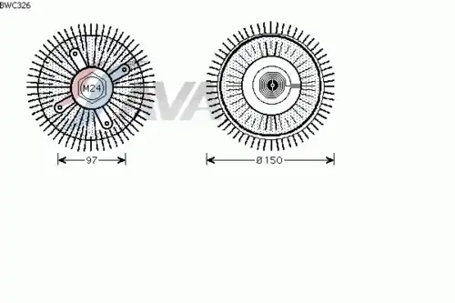 муфта вентилятора!\ BMW E36/E39/E38 2.5D/TDs M51 91> BWC326 AVA
