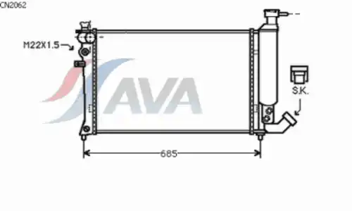 Радиатор системы охлаждения двигателя AVA CN2062