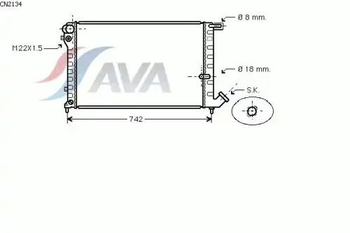 Радиатор системы охлаждения двигателя AVA CN2134