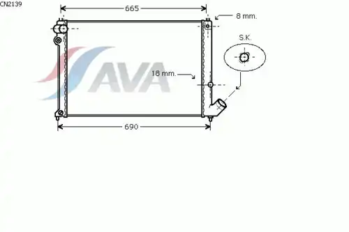 Радиатор системы охлаждения двигателя AVA CN2139