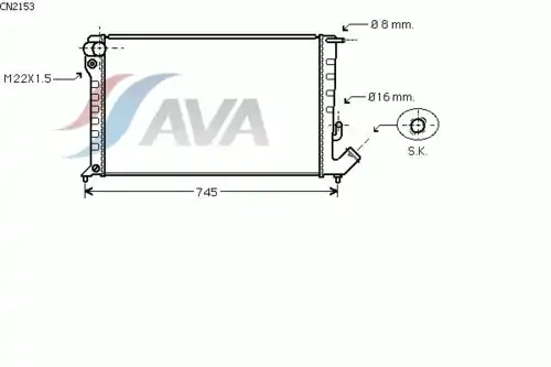 Радиатор системы охлаждения двигателя AVA CN2153