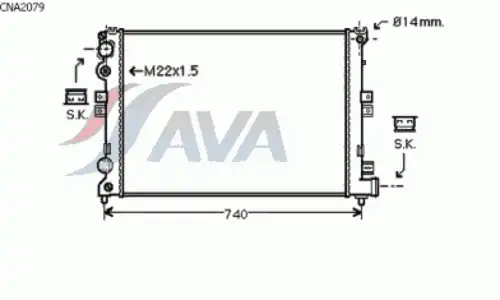 Радиатор системы охлаждения двигателя AVA CNA2079