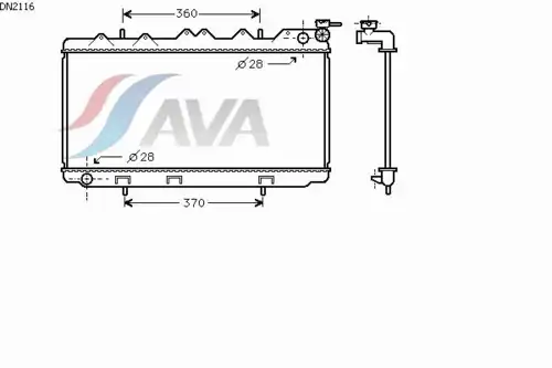 Радиатор системы охлаждения двигателя AVA DN2116
