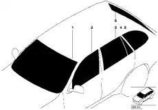 Боковое стекло Л с уплотнит. schwarz !4MM \BMW X5 E53 51 36 8 249 935