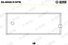 вкладыши шатунные к-кт! STD (4)\ Ford Escort/Scorpio 1.3-2.0 <94 01-4142/4 STD GLYCO