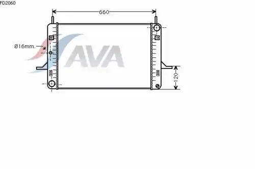 Радиатор системы охлаждения двигателя AVA FD2060