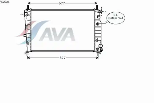 Радиатор системы охлаждения двигателя AVA FD2226