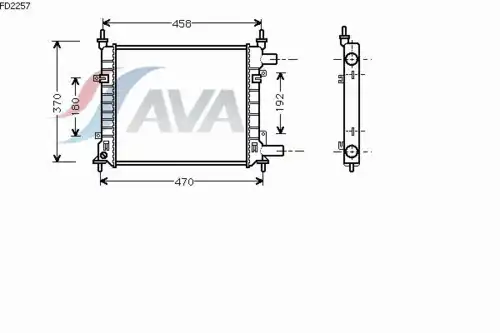Радиатор системы охлаждения двигателя AVA FD2257