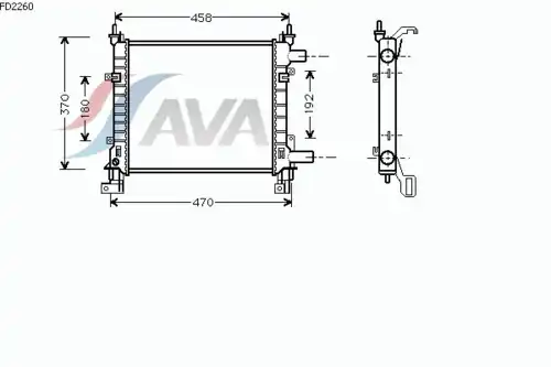 Радиатор системы охлаждения двигателя AVA FD2260