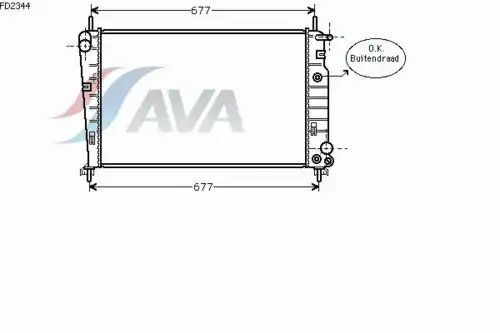 Радиатор системы охлаждения двигателя AVA FD2344
