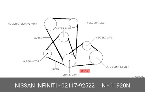 Ремень 0211792522 NISSAN