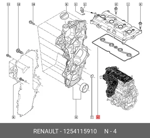 Прокладка ГБЦ RENAULT 1254115910