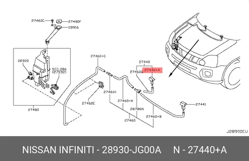 ФОРСУНКА ОМЫВАТЕЛЯ 28930JG00A NISSAN