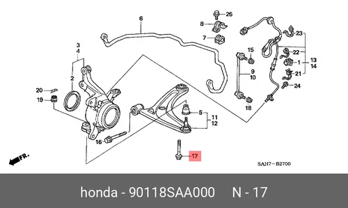  90118SAA000 БОЛТ HONDA