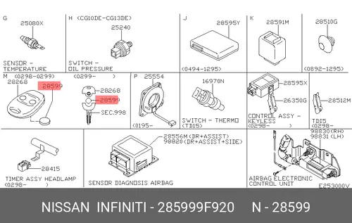 285999F920 батарея NISSAN