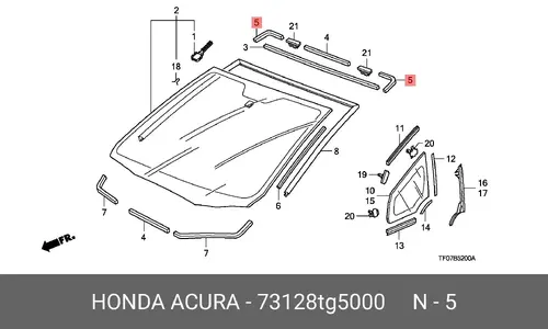 УПЛОТНЕНИЕ ЛОБ СТЕКЛА ВЕРХ 73128TG5000 HONDA