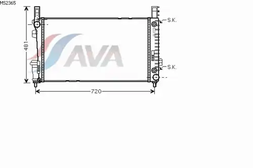 Радиатор системы охлаждения двигателя AVA MS2365