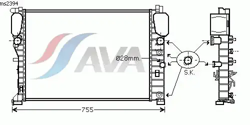 Радиатор системы охлаждения двигателя AVA MS2394