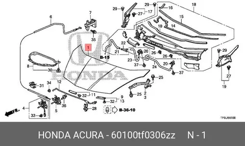 КАПОТ/HOOD COMP. 60100TF0306ZZ HONDA