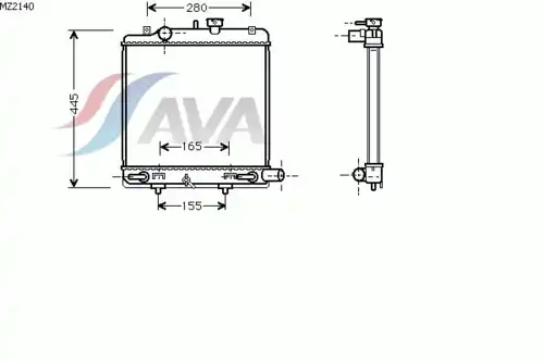 Радиатор системы охлаждения двигателя AVA MZ2140