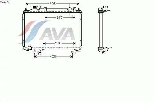 Радиатор системы охлаждения двигателя AVA MZ2171