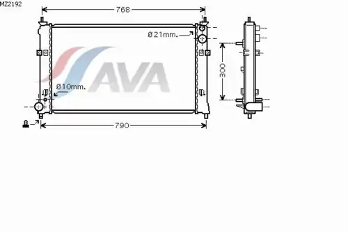 Радиатор системы охлаждения двигателя AVA MZ2192