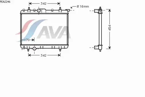 Радиатор системы охлаждения двигателя AVA PEA2246